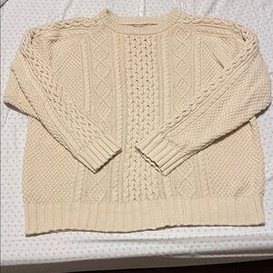 L.L. Bean Signature 100% Cotton Cream Fisherman Sweater